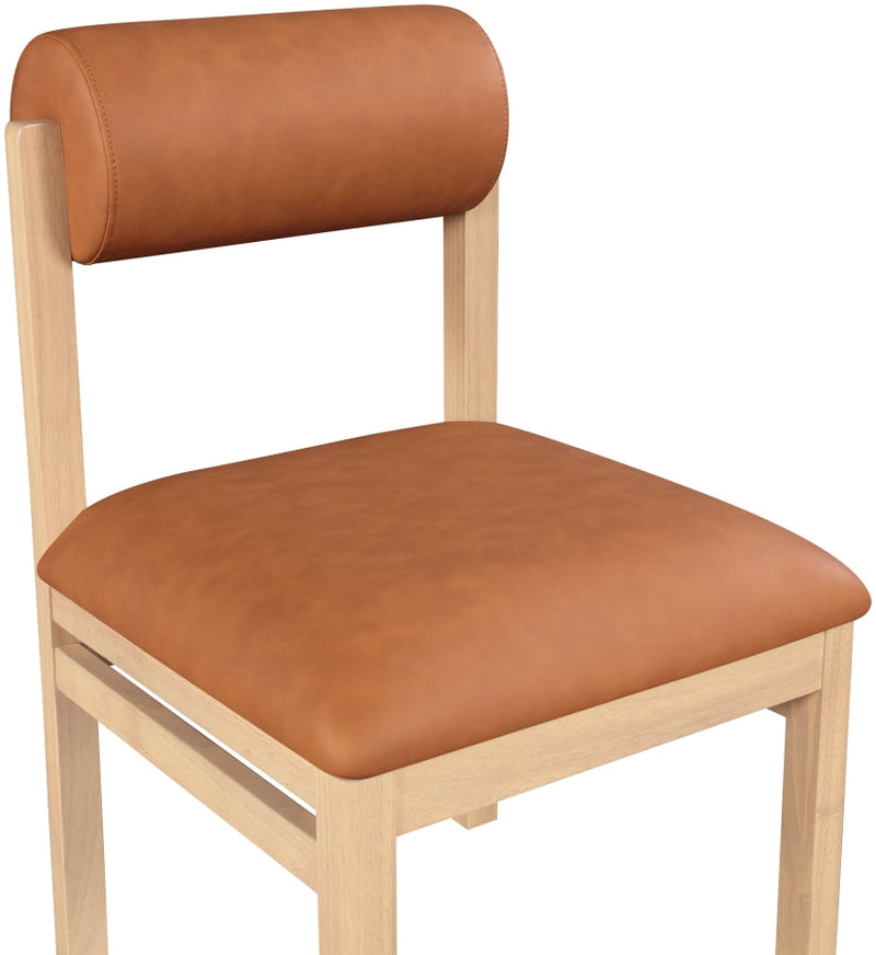 Roundhill Vegan Leather Upholstered Dining Chair in Cognac, Set of 2 - 11052Cognac-C