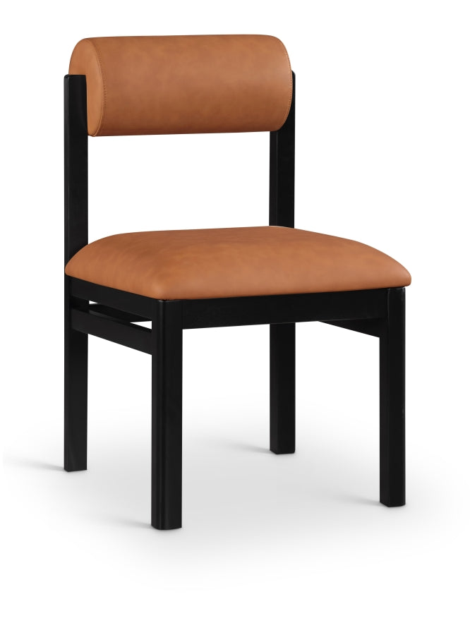 Roundhill Vegan Leather Upholstered Dining Chair in Cognac, Set of 2 - 11054Cognac-C