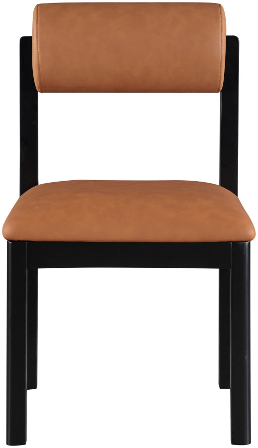 Roundhill Vegan Leather Upholstered Dining Chair in Cognac, Set of 2 - 11054Cognac-C