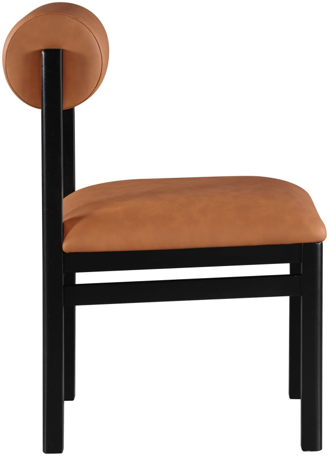 Roundhill Vegan Leather Upholstered Dining Chair in Cognac, Set of 2 - 11054Cognac-C
