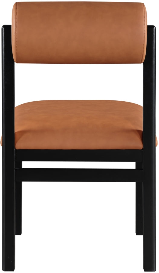 Roundhill Vegan Leather Upholstered Dining Chair in Cognac, Set of 2 - 11054Cognac-C