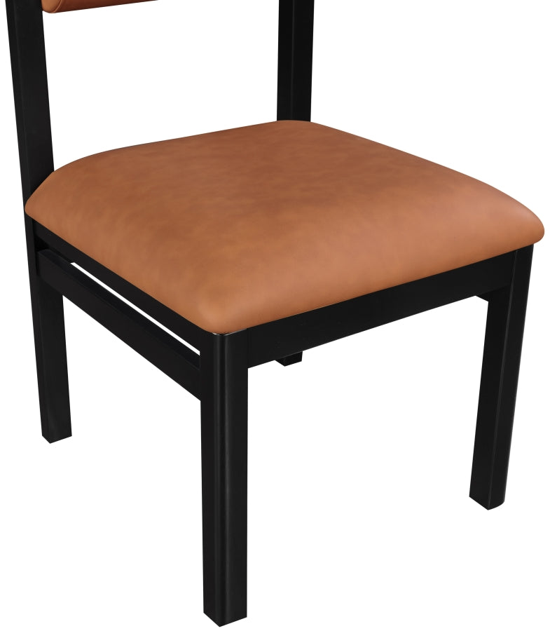 Roundhill Vegan Leather Upholstered Dining Chair in Cognac, Set of 2 - 11054Cognac-C