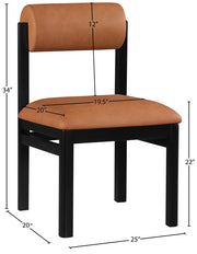 Roundhill Vegan Leather Upholstered Dining Chair in Cognac, Set of 2 - 11054Cognac-C