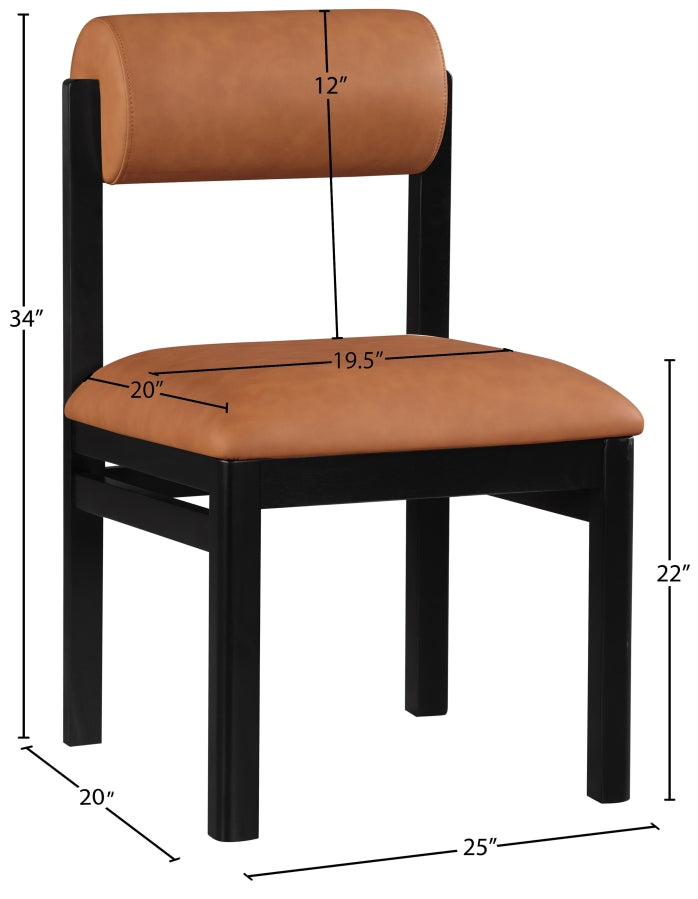 Roundhill Vegan Leather Upholstered Dining Chair in Cognac, Set of 2 - 11054Cognac-C