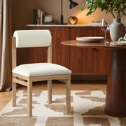 Roundhill Vegan Leather Upholstered Dining Chair in Cream, Set of 2 - 11052Cream-C
