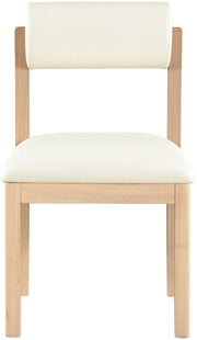 Roundhill Vegan Leather Upholstered Dining Chair in Cream, Set of 2 - 11052Cream-C