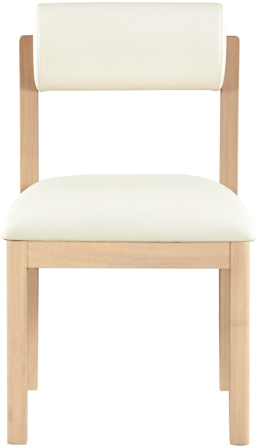 Roundhill Vegan Leather Upholstered Dining Chair in Cream, Set of 2 - 11052Cream-C
