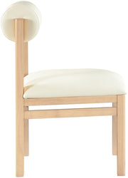 Roundhill Vegan Leather Upholstered Dining Chair in Cream, Set of 2 - 11052Cream-C