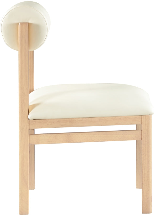 Roundhill Vegan Leather Upholstered Dining Chair in Cream, Set of 2 - 11052Cream-C