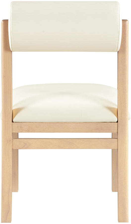 Roundhill Vegan Leather Upholstered Dining Chair in Cream, Set of 2 - 11052Cream-C