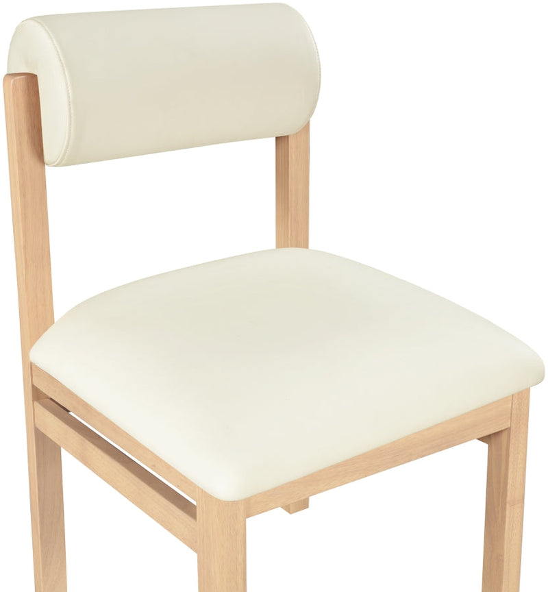 Roundhill Vegan Leather Upholstered Dining Chair in Cream, Set of 2 - 11052Cream-C
