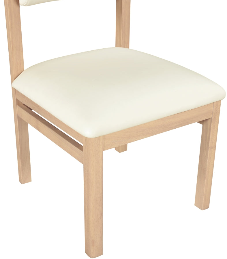 Roundhill Vegan Leather Upholstered Dining Chair in Cream, Set of 2 - 11052Cream-C