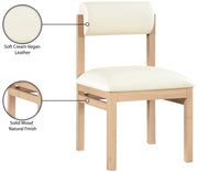 Roundhill Vegan Leather Upholstered Dining Chair in Cream, Set of 2 - 11052Cream-C