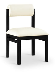 Roundhill Vegan Leather Upholstered Dining Chair in Cream, Set of 2 - 11054Cream-C