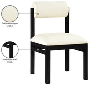 Roundhill Vegan Leather Upholstered Dining Chair in Cream, Set of 2 - 11054Cream-C