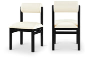Roundhill Vegan Leather Upholstered Dining Chair in Cream, Set of 2 - 11054Cream-C