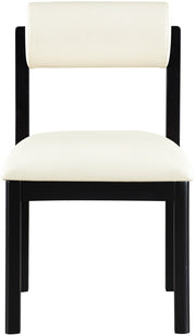 Roundhill Vegan Leather Upholstered Dining Chair in Cream, Set of 2 - 11054Cream-C