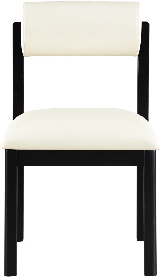 Roundhill Vegan Leather Upholstered Dining Chair in Cream, Set of 2 - 11054Cream-C