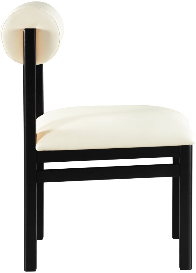 Roundhill Vegan Leather Upholstered Dining Chair in Cream, Set of 2 - 11054Cream-C