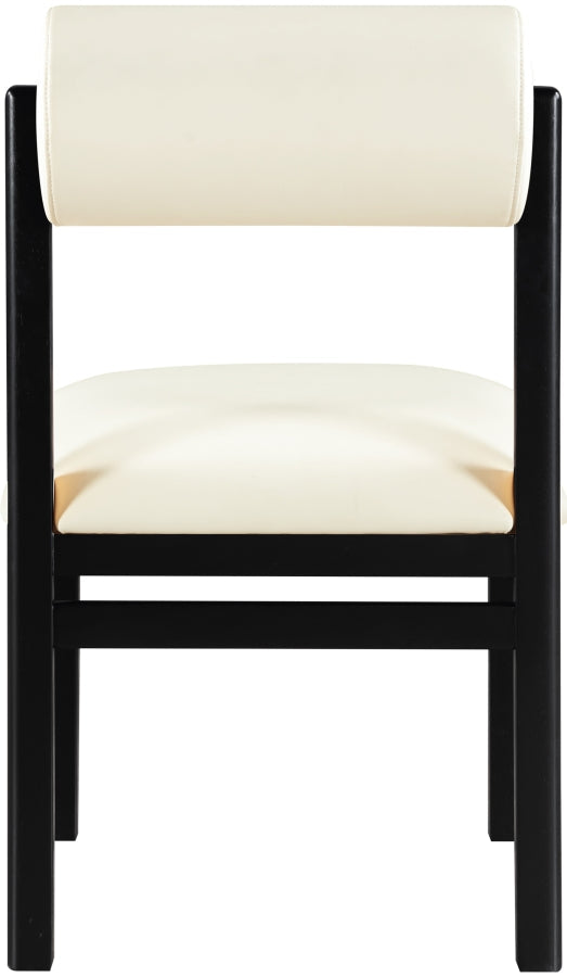 Roundhill Vegan Leather Upholstered Dining Chair in Cream, Set of 2 - 11054Cream-C
