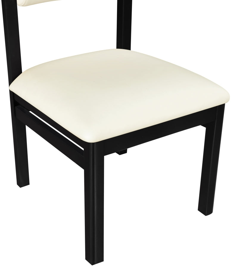 Roundhill Vegan Leather Upholstered Dining Chair in Cream, Set of 2 - 11054Cream-C