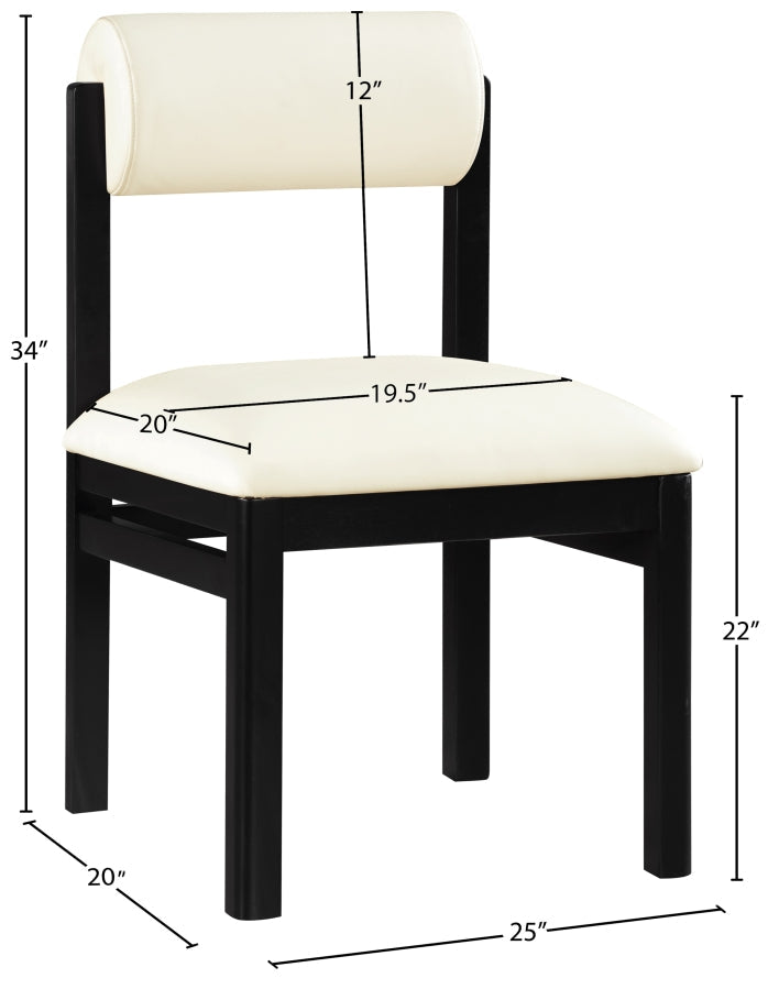 Roundhill Vegan Leather Upholstered Dining Chair in Cream, Set of 2 - 11054Cream-C