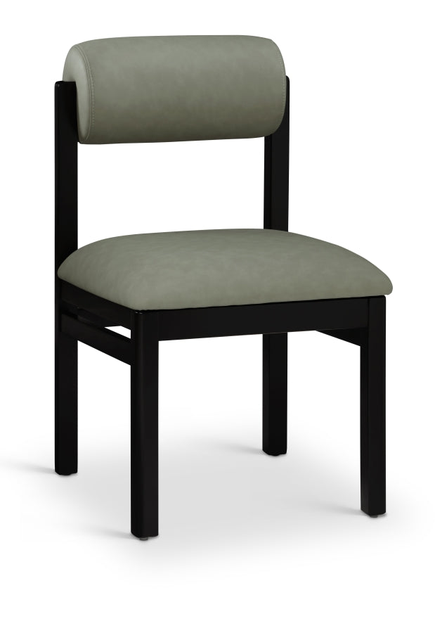 Roundhill Vegan Leather Upholstered Dining Chair in Green, Set of 2 - 11054Green-C