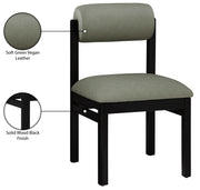 Roundhill Vegan Leather Upholstered Dining Chair in Green, Set of 2 - 11054Green-C