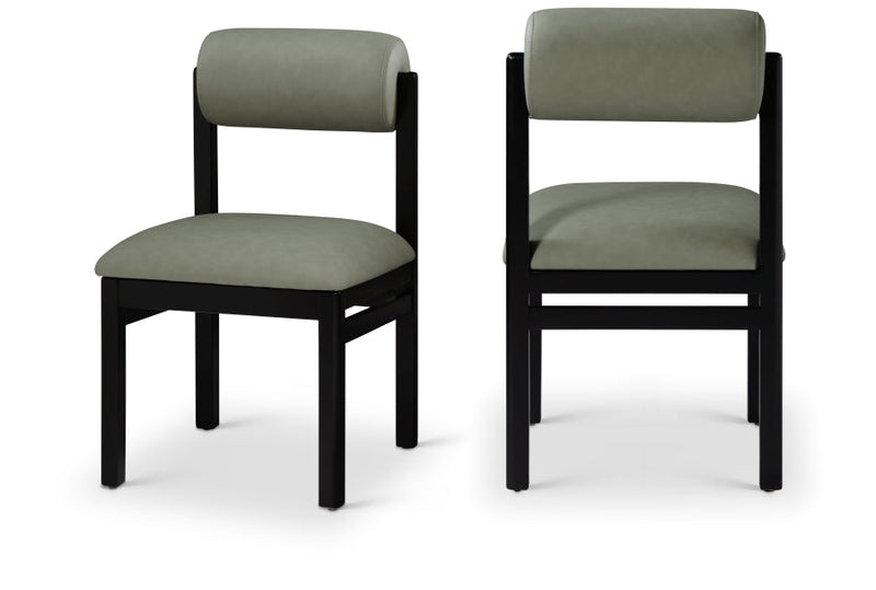 Roundhill Vegan Leather Upholstered Dining Chair in Green, Set of 2 - 11054Green-C