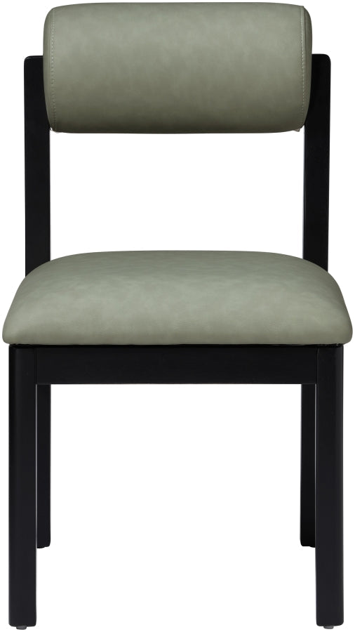 Roundhill Vegan Leather Upholstered Dining Chair in Green, Set of 2 - 11054Green-C