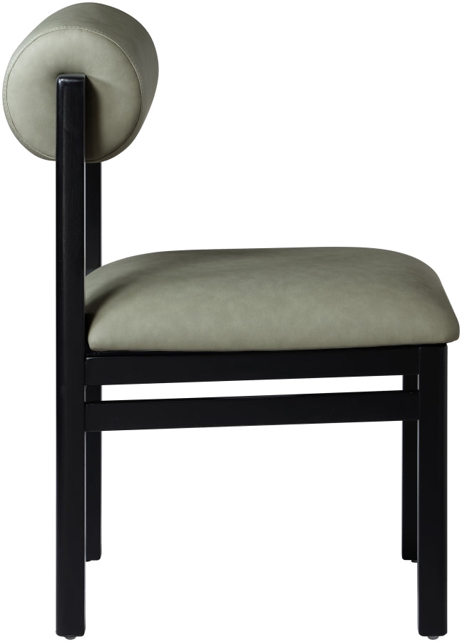 Roundhill Vegan Leather Upholstered Dining Chair in Green, Set of 2 - 11054Green-C