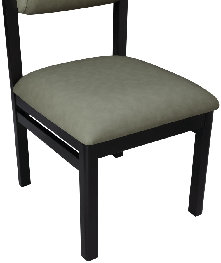 Roundhill Vegan Leather Upholstered Dining Chair in Green, Set of 2 - 11054Green-C