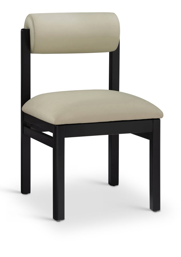 Roundhill Vegan Leather Upholstered Dining Chair in Taupe, Set of 2 - 11054Taupe-C