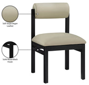 Roundhill Vegan Leather Upholstered Dining Chair in Taupe, Set of 2 - 11054Taupe-C
