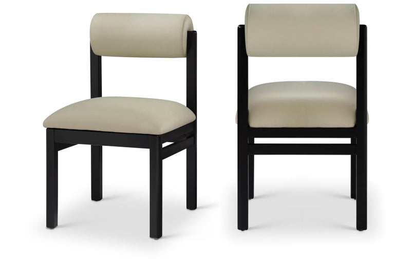 Roundhill Vegan Leather Upholstered Dining Chair in Taupe, Set of 2 - 11054Taupe-C