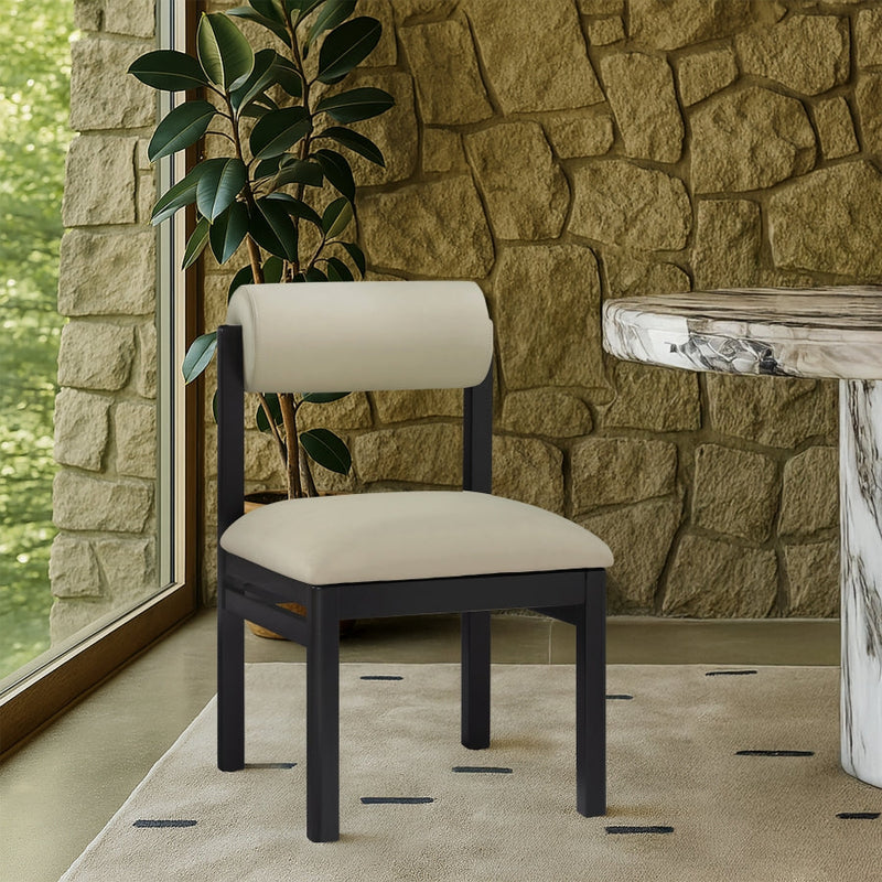 Roundhill Vegan Leather Upholstered Dining Chair in Taupe, Set of 2 - 11054Taupe-C