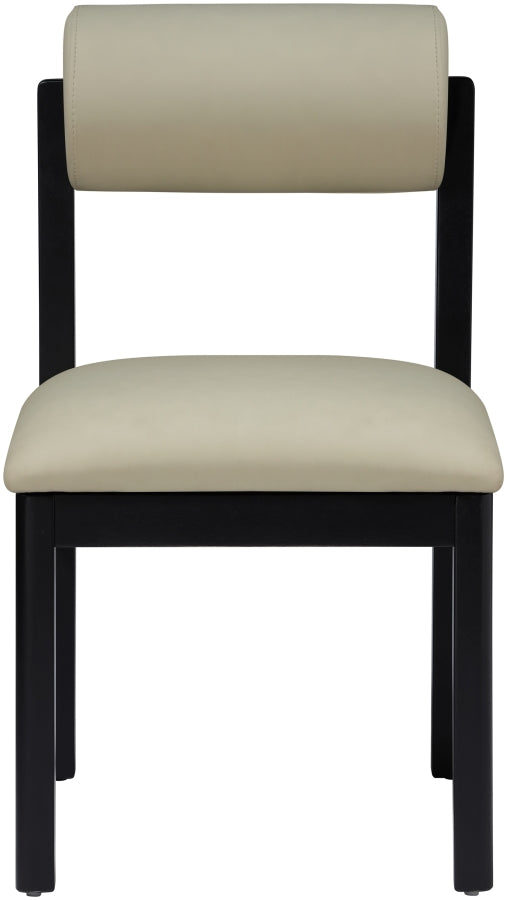 Roundhill Vegan Leather Upholstered Dining Chair in Taupe, Set of 2 - 11054Taupe-C