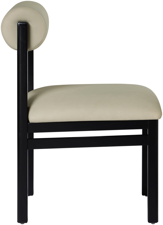 Roundhill Vegan Leather Upholstered Dining Chair in Taupe, Set of 2 - 11054Taupe-C