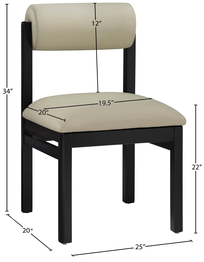 Roundhill Vegan Leather Upholstered Dining Chair in Taupe, Set of 2 - 11054Taupe-C