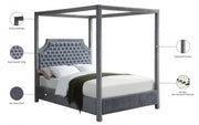 Rowan Velvet Queen Bed (3 Boxes) Grey - Gate FurnitureQueen Bed