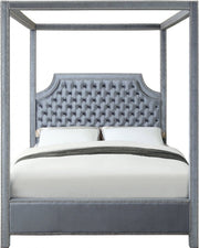 Rowan Velvet Queen Bed (3 Boxes) Grey - Gate FurnitureQueen Bed