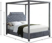 Rowan Velvet Queen Bed (3 Boxes) Grey - Gate FurnitureQueen Bed