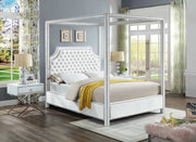 Rowan Velvet Queen Bed (3 Boxes) White - Gate FurnitureQueen Bed