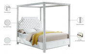 Rowan Velvet Queen Bed (3 Boxes) White - Gate FurnitureQueen Bed