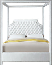 Rowan Velvet Queen Bed (3 Boxes) White - Gate FurnitureQueen Bed