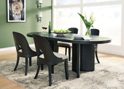 Rowanbeck Dining Table and 4 Chairs in Black - Gate FurnitureDining Room Set