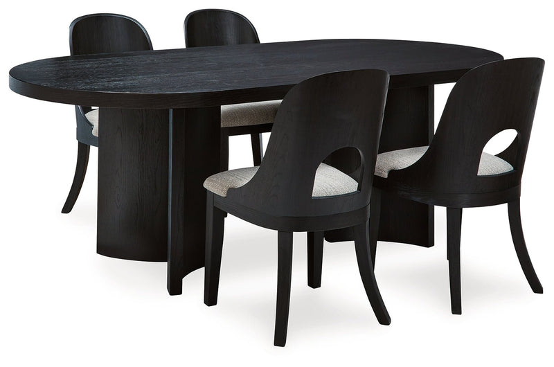 Rowanbeck Dining Table and 4 Chairs in Black - Gate FurnitureDining Room Set