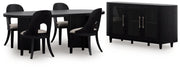 Rowanbeck Dining Table and 4 Chairs with Storage in Black from Ashley - Luna Furniture