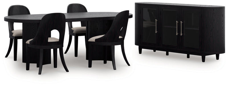 Rowanbeck Dining Table and 4 Chairs with Storage in Black from Ashley - Luna Furniture