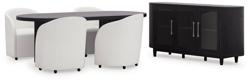 Rowanbeck Dining Table and 4 Chairs with Storage in Black from Ashley - Luna Furniture